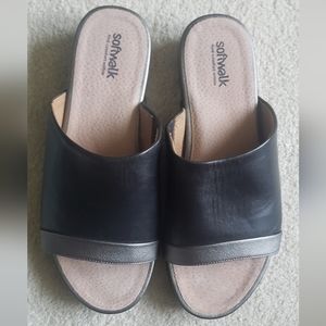 NIB SoftWalk Slides - Black/Pewter - Size 10.5W